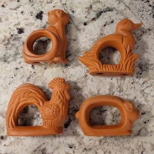 Vintage 🐓 set of 4 terracotta napkin holders